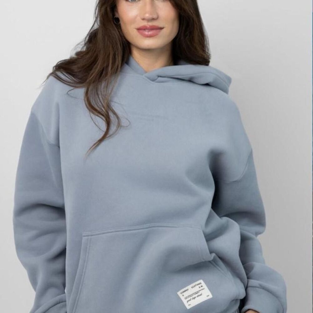 Comfrt Women's Blue and Grey Hoodie